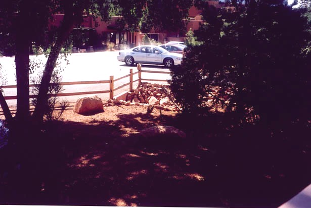 View of parking lot from our room at Enchantment Resort in Sedona